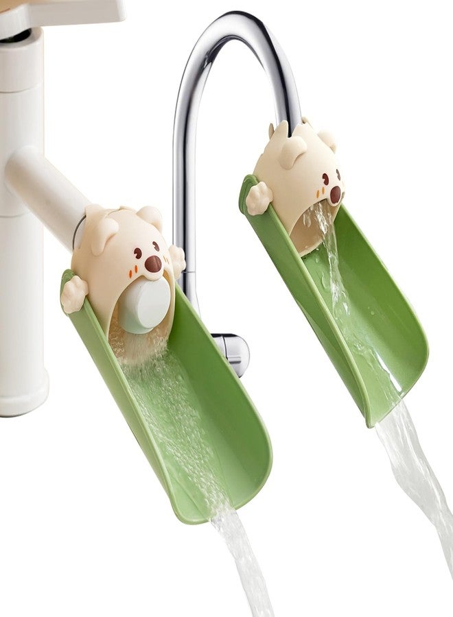 EQUNROY 2-Pack Beige Faucet Extender for Toddlers & Kids, Child-Safe Silicone Sink Adapter with Visual Temp Alert, Fits Standard/Gooseneck Faucets - Bathroom, Kitchen, Bathtub - Image 1